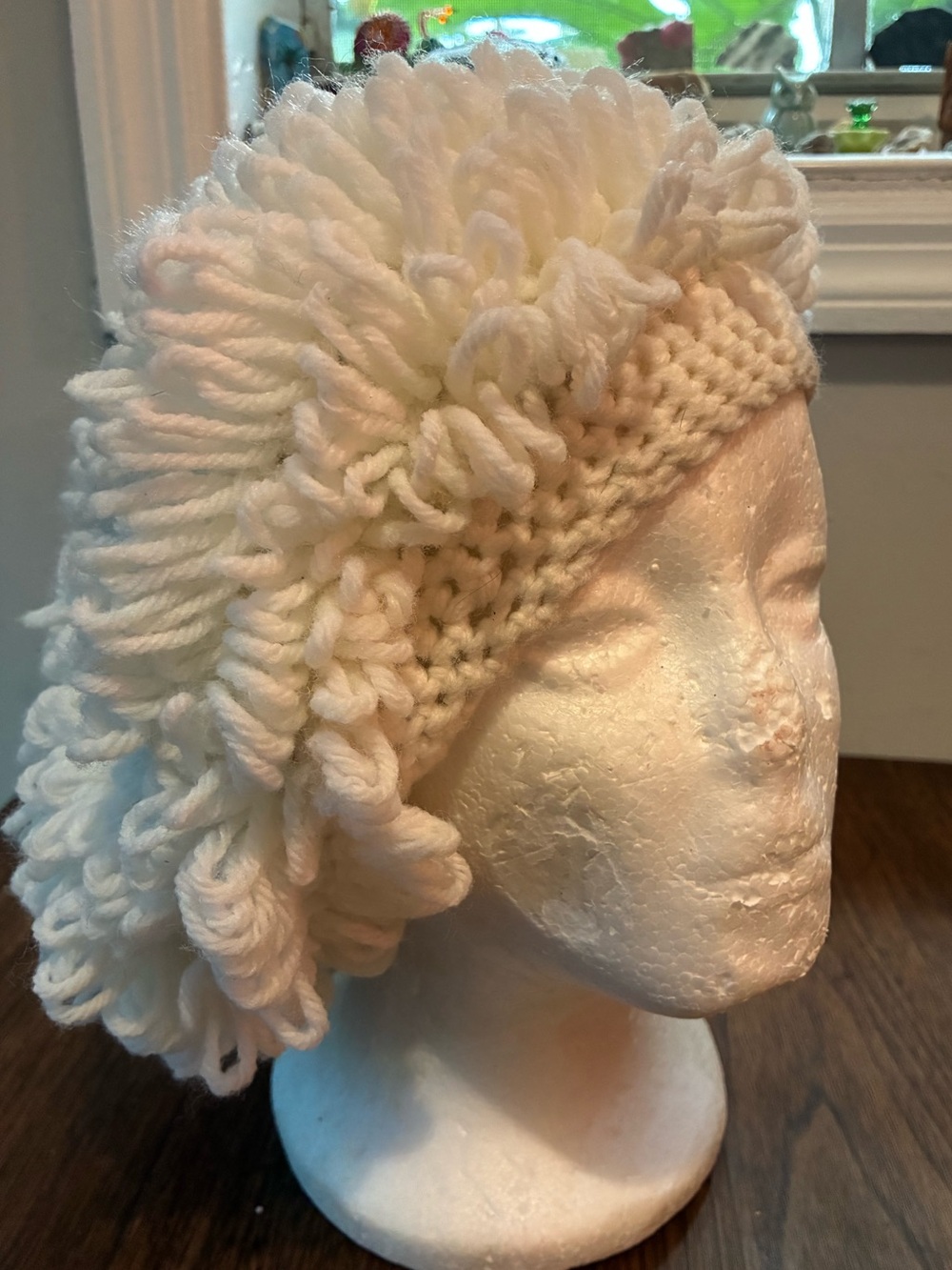 Chunky White Knit Winter Hat- Vintage
